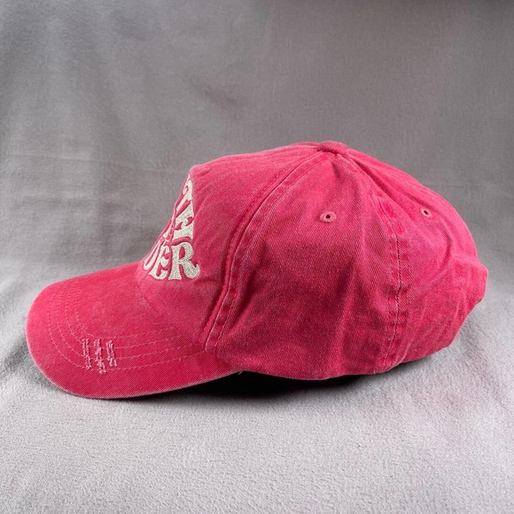 South of the Border Hat Women Pink Red Strap Distressed Embroidered - Picture 2 of 11